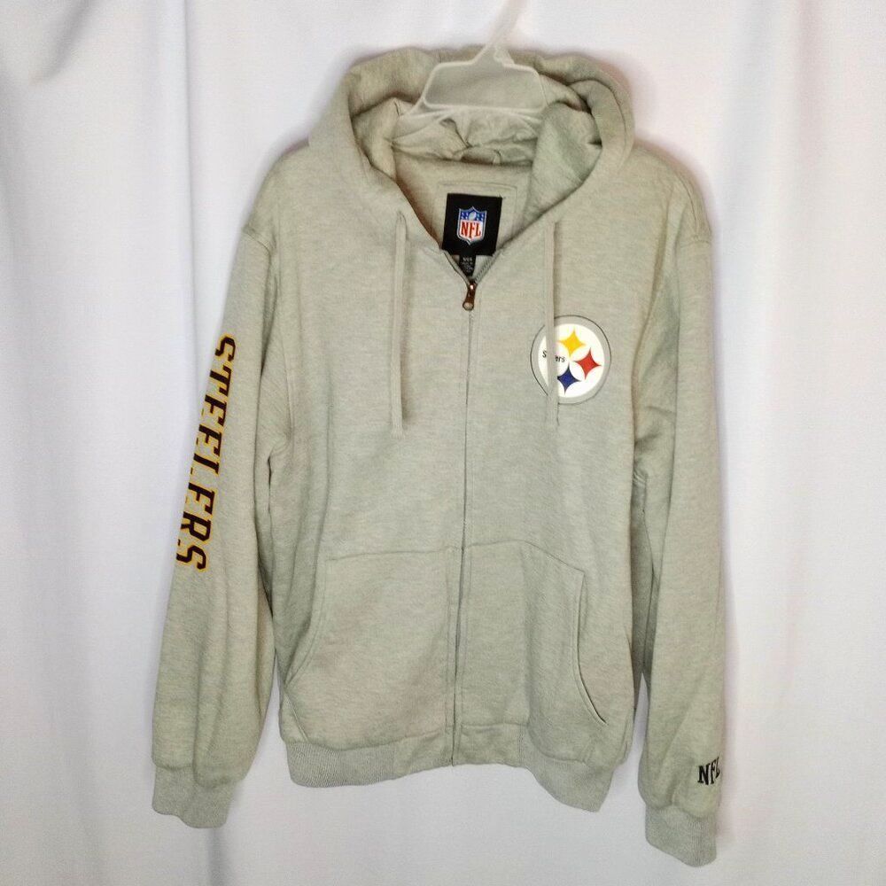 Steelers NFL Lined Full Zip Jacket Hooded Graphic Sweatshirt Pockets Heavy Small